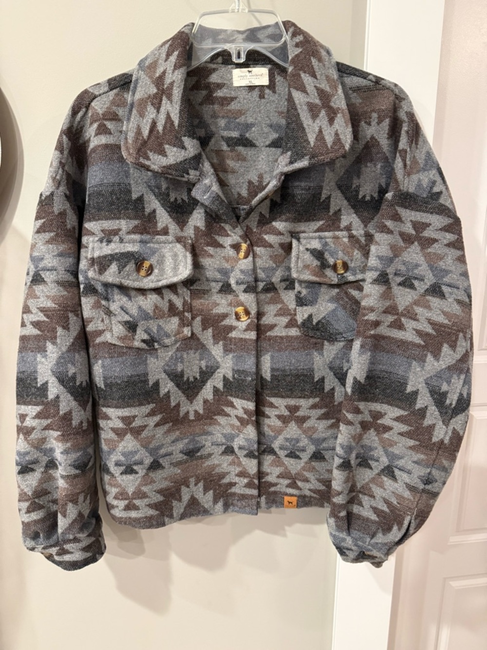 Simply Southern Brown and Gray Southwestern Button-Up Jacket